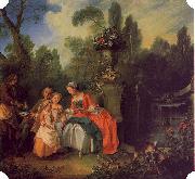Nicolas Lancret A Lady and Gentleman with Two Girls in a Garden oil painting picture wholesale